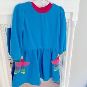 Mini Boden Rainbow Star Pocket Dress 3-4Y